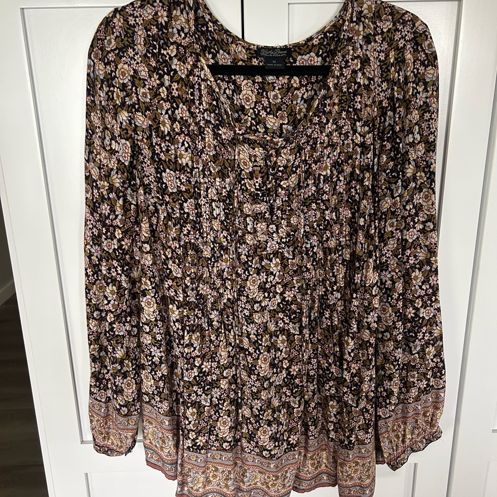 Floral Black and Brown Women's Top